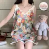 Pijama con Almohadillas para el Pecho para Mujer, Nuevo Estilo Verano 2025, Shorts de Tirantes de Algodón Nube, Conjunto de Dos Piezas Dulce y Puro para Estar en Casa