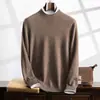Nuevo Suéter de Cachemira de Montaña para Hombre Otoño e Invierno 2024, Cuello Medio Alto, Amigable con la Piel, Casual de Negocios, Manga Larga, Suéter Básico, Suéter Tejido