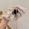 2025 Novo Presilha de Cabelo com Laço de Xadrez Doce Francês para Rabo de Cavalo Feminina Pequena Fresca Acessórios de Cabelo para Prender Metade do Cabelo Adorno de Cabeça