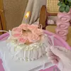 Mesmo estilo da popular sobremesa "Abra-me": Toppers de bolo em formato de flor de plástico de grau alimentício e estacas para decorações de bolo de aniversário