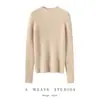 Suéter Feminino de Cashmere com Gola Meia-Alta, Novo Estilo Outono e Inverno, Tricô Quente Canelado de Caimento Justo para Usar em Camadas