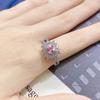 Explosiones en Vivo Transfronterizas Electrochapado de Dos Tonos pt950 Color de Simulación Polvo de Zircón Diamante Quilate Diamante de Color Anillo de Boda Mujeres