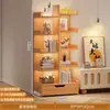 Estantería simple de pie para dormitorio, estante de almacenamiento estrecho para montaje en pared, estante de exhibición para sala de estar y oficina, gabinete de almacenamiento estrecho al lado de la mesa