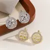 Brincos de clipe redondos estilo europeu e americano cravejados de diamantes, não precisam de furo, brincos de luxo de alta qualidade, estilo para o dia a dia, brincos que não desbotam