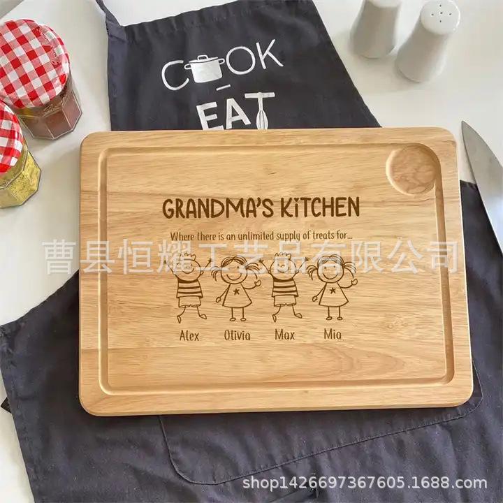橡胶木砧板实木案板 家用多功能水果面包盘儿童辅食菜板BSCI