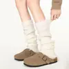 Meias de Design de Cores Contrastantes de Outono e Inverno Estilo Preppy para Mulheres Joelheiras Quentes Espessas Jk Retrô Americano Tubo Longo Acima do Joelho Polainas