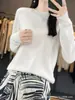 Suéter de lana de punto grueso para mujer, cuello redondo, listo para usar, suéter base de punto suelto, top de manga larga de color liso, nuevo jersey de otoño e invierno