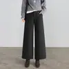 Pantalones Rectos de Lana Elegantes de Pierna Ancha para Mujer 2026 Otoño/Invierno Nuevos Pantalones Casuales Sueltos de Cintura Alta Visualmente Más Altos y Delgados Pantalones Cortos