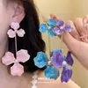 Aretes de flor de perla con goteo de aceite de aguja de acero, aretes dulces exagerados exquisitos estilo europeo y americano, aretes de moda de lujo ligero de alta gama para mujer