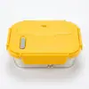 Fiambrera de Vidrio Segura para Microondas y Refrigerador, Recipiente Resistente al Calor y Conservador de Frescura, Fiambrera para Trabajadores de Oficina y Estudiantes, Hombres y Mujeres, con Compartimento Integrado para Cubiertos