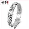 2022 Nuevo Creativo Apertura Pulsera Chapado en Plata Tailandesa Tono Vibrante Flores de Mano Rápida Como Sutra del Corazón Bendecido Pulsera Joyería Regalo