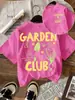 Camiseta Casual Cómoda de Manga Corta con Estampado de Café Helado y Sol, Talla Europea Transfronteriza, Camiseta Casual de Verano para Mujer