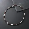 Colar de Contas Novo Transfronteiriço Masculino Tendência Hip-Hop Nicho Punk Aço Inoxidável Preto Fosco Facetado Ágata Preta Corrente de Clavícula