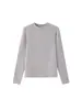 Camiseta Feminina de Manga Longa com Gola Pequena, Novo Estilo Outono 2026, Tencel Lã Slim Fit, Emagrecedora, Ombro Normal, Top para Camada Interna