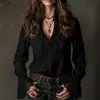 Camisa de Encaje Estilo Europeo y Americano para Mujer, Diseñada con Sentido de la Moda, Nuevo Modelo Primavera/Verano 2025, Blusa Delgada de Retazos, Top Elegante de Manga Larga