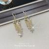 Aretes de Borla de Circonita Moda Dulce Combinable Aretes de Borla de Gota de Agua Antiguos Hanfu Aretes de Falda Cara de Caballo