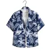 Camisa Floral Versátil de Manga Curta para Férias na Praia Transfronteiriças Estilo Havaiano Retro Bonito Camisa de Praia Solta Masculina