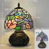 Nueva Lámpara de Mesa Tiffany Estilo Retro Americano Sala de Estar Estudio Lámparas Artesanales de Vidrio de Colores Pantalla de Lámpara Lámpara de Mesa Americana
