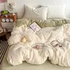 Estilo Ins de celebridad, juego de cama de cuatro piezas de color liso de terciopelo de leche, juego de tres piezas de terciopelo coral engrosado cálido para dormitorio de estudiante de invierno