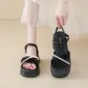 Sandalias de Perlas Estilo Francés con Suela Gruesa y Falda, Nuevo Estilo Verano 2026, Casual, Versátil, Modernas, Calzado Romano para Playa al Aire Libre