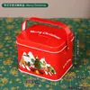 Caja de Almacenamiento de Hierro Portátil para Navidad Cesta de Almacenamiento Festiva Empaque para Regalos Dulces Galletas Decoración de Escritorio Adornos