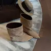 Versión de cuero suave~Nuevas botas de moda de punta ancha para otoño e invierno para mujer, elegantes y con estilo, con plantillas interiores para aumentar la altura, botas cortas hasta la pantorrilla