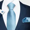 2026 Novo Modelo Formal Cor Sólida Conjunto de Gravata, Lenço de Bolso e Abotoaduras Masculino Grande Quantidade em Estoque