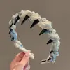 Faixa de Cabelo Exclusiva de Onda com Contas em Degradê de Cano Alto para Mulheres com Dentes, Faixa de Cabelo Antiderrapante para Lavar o Rosto, Grampo, Faixa de Cabelo