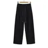 K52-25 Otoño Nuevo Estilo Europeo y Americano Cordón Elástico Cintura Alta Otoño e Invierno Cálido Más Terciopelo Casual Pantalones Rectos y Pantalones de Chándal