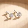 Pendientes de Flor de Rosa de Plata Pura 999 con Incrustaciones de Diamantes para Mujer, Lujo Ligero y Sensación de Alta Gama, Clavos para Cartílago de Oreja de Plata Pura, Pendientes Pequeños y Dulces de Rosca