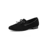 2026 Primavera Temprana Nuevo Estilo Mocasines de Piel de Oveja de Primera Capa en Gris de Alta Gama con Lazo de Corte Profundo y Tacón Bajo, Zapatos Individuales Vintage