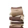 Meias Femininas de Outono e Inverno de Cano Médio, Meias da Moda, Meias Largas, Meias Longas Listradas Estilo Ins, Meias Cor de Café