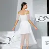 Sexy Camisón Transparente de Lunares Hombros Descubiertos con Tirantes Finos, Volantes Multicapa, Vestido de Longitud Media, Ropa de Casa Multicolor para Mujer 1169
