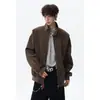 Nova jaqueta casual de camurça outonal, solta, moderna e versátil, jaqueta masculina elegante estilo retrô americano e de Hong Kong com gola alta