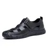 Sandalias de Cuero Hueco Verano 2026 Cuero Genuino Transpirables Antideslizantes Zapatos de Cuero Casuales para Exteriores Zuecos de Hombre Zapatos Ligeros de Playa
