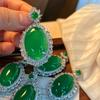 Colgante grande de ágata con esmeralda natural verde rey de cristal claro