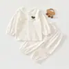 Roupas de verão para bebês meninas, Classe A, 6-12 meses, conjunto de ar condicionado para bebês, conjunto de duas peças, verão fino 100% algodão