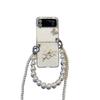 Adecuado para Find N2 Flip funda de diamante flash patrón mariposa cadena cruzada de perlas teléfono plegable zflip4 funda de teléfono portátil
