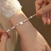 Pulseira de Pérola de Água Doce Alienígena com Costura de Prata Quebrada Pulseira de Concha de Gato Fofo Borboleta Branca Pulseira de Celebridade Cibernética Elegante