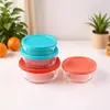 Juego de Tazón de Vidrio Resistente al Calor para Ensalada Hogareño Tazón de Cocina con Tapa Gran Capacidad Tazón para Frutas y Arroz Vajilla de Almacenamiento