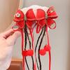 Acessório de cabeça Ano Novo meninas estilo chinês grampo de cabelo Ano Novo peruca trança longa meninas grampo de cabelo com franja acessórios de cabelo de Ano Novo para crianças