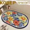 Suministro exclusivo transfronterizo de alfombrillas absorbentes de secado rápido para el suelo del baño con diseños de plantas y flores, alfombrillas de tierra de diatomeas, antideslizantes, resistentes a la suciedad, lavables a máquina