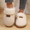 Pantuflas de Punto Grueso Rellenas Cálidas de Invierno para Mujer, Zapatos Caseros Antideslizantes para Interiores