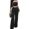 Tw662 Moda Transfronteriza de Verano Europea y Americana Conjunto de Top Tubo Sexy para Mujer con Pantalones Sueltos de Pierna Ancha Amazon