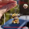 Novo Chaveiro de Vaca das Terras Altas com Girassol Transfronteiriço Pingente de Mochila em Acrílico 2D Série Pet Fofo Presente para Hongyao