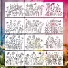 Molde Estêncil Popular de Samambaia e Pintura de Flores Silvestres da Amazon para Pintura em Spray, Esfregamento e Ensino DIY