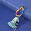Fivela de Argola Curta com Franja Grossa Estilo Xizang Chaveiro DIY Colorido Moda Versátil Pingente de Bolsa Acessório de Decoração