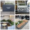 Jardinera de flores de acero inoxidable para exteriores, combinación de jardinera de hierro forjado, macetero municipal, departamento de ventas, jardinera comercial de hierro forjado, valla