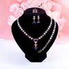 Conjunto de Joyería Popular para Mujer de Cobre con Zirconia de Colores Chapado en Oro Blanco para Proveedor Transfronterizo de Ebay