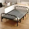 Cama de siesta reforzada para adultos, cama de hierro doble plegable, cama individual plegable para uso doméstico, cama de madera maciza para viviendas de alquiler